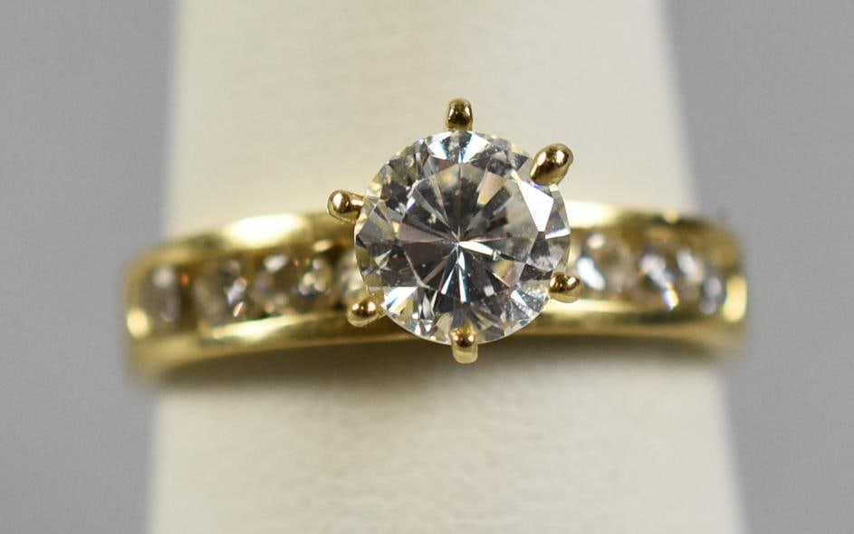 14K Yellow Gold 1 Ct Cubic Zirconia Ring - Size 8 (1 of 9)