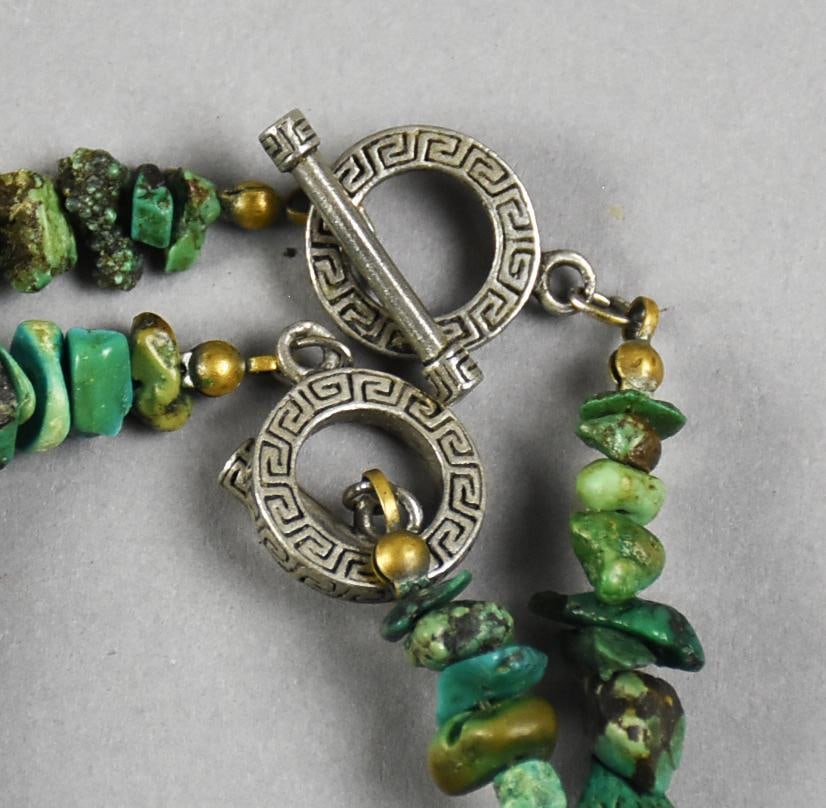 Pair Turquoise Chunk and Chip Necklaces - 4