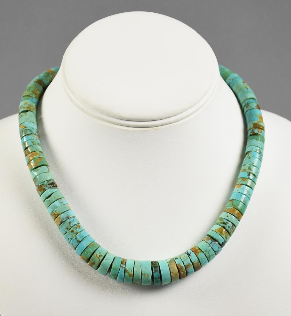 Turquoise Heishi Bead Graduated Necklace (1 of 5)