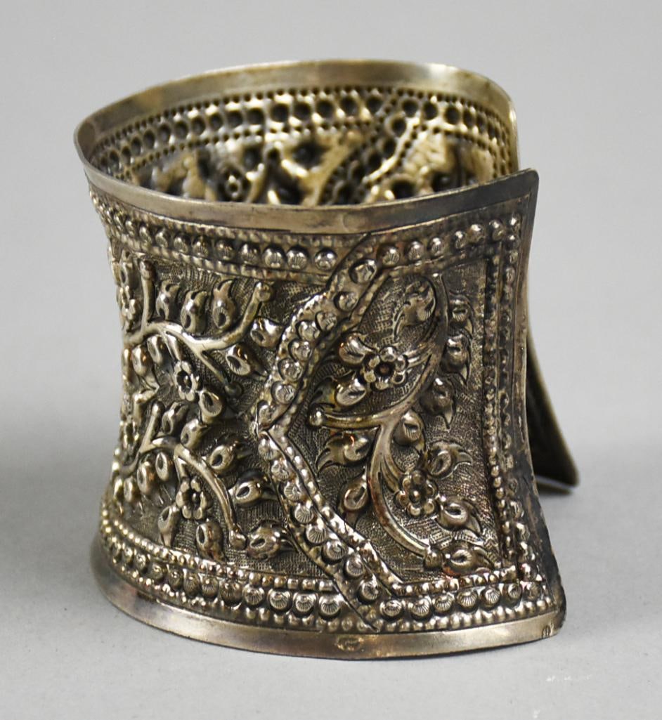 Sterling Repousse Wide Cuff Bracelet - 2