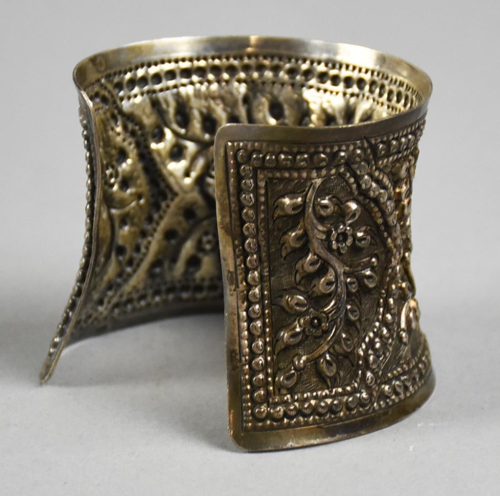 Sterling Repousse Wide Cuff Bracelet - 3