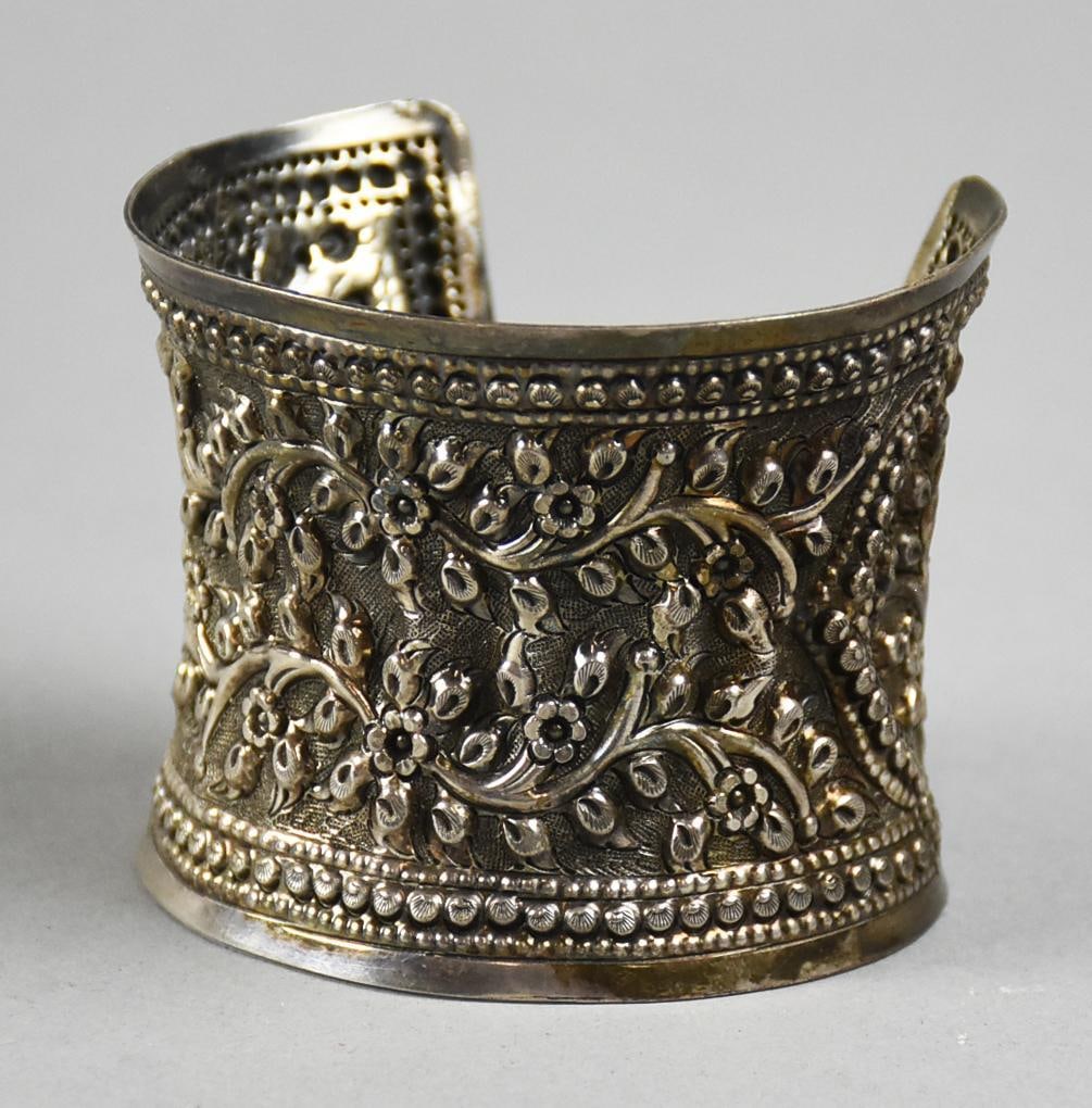 Sterling Repousse Wide Cuff Bracelet - 5