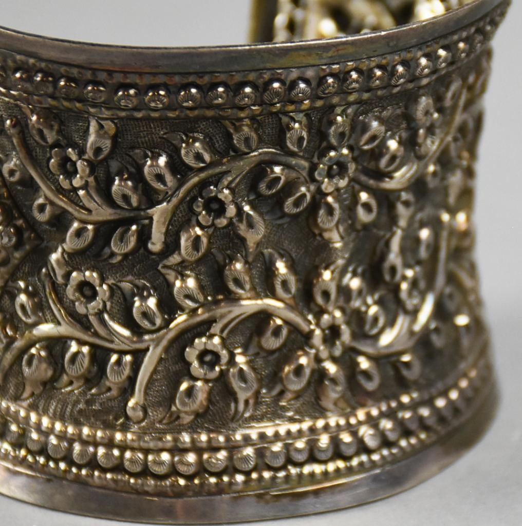 Sterling Repousse Wide Cuff Bracelet - 6