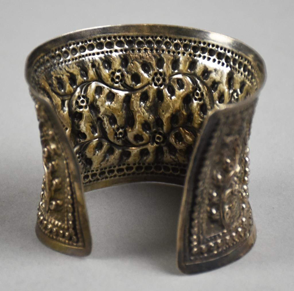 Sterling Repousse Wide Cuff Bracelet - 7