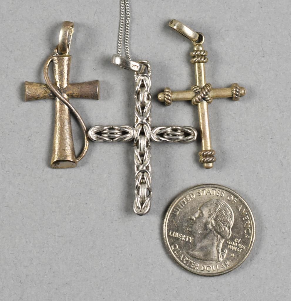 (3) Sterling Silver Cross Assortment - 6