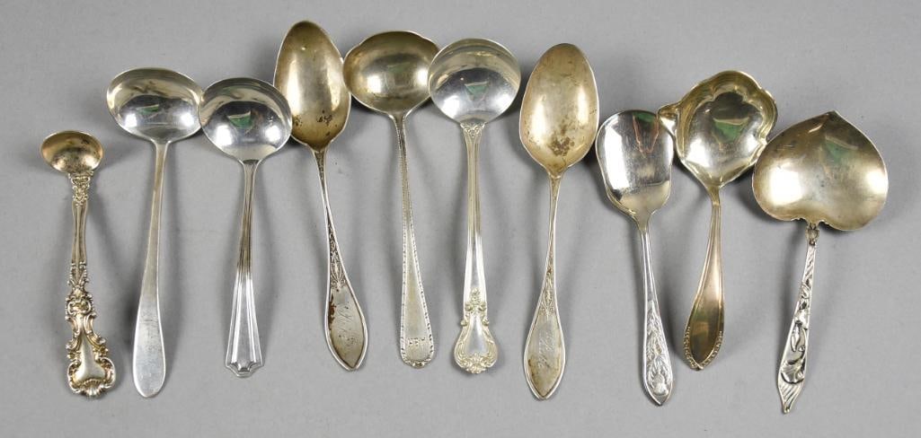 Antique Sterling Spoons & Server Assortment - 3