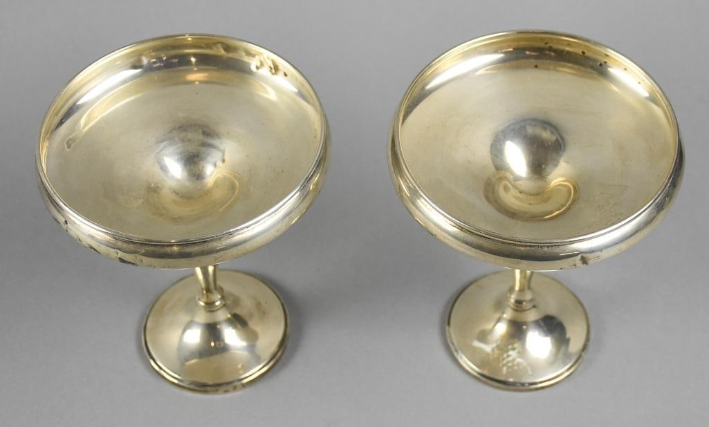 Vintage Pair Sterling Silver Compotes, Weighted - 2
