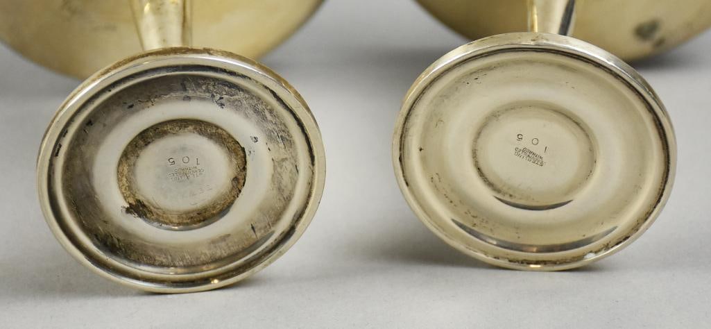 Vintage Pair Sterling Silver Compotes, Weighted - 4