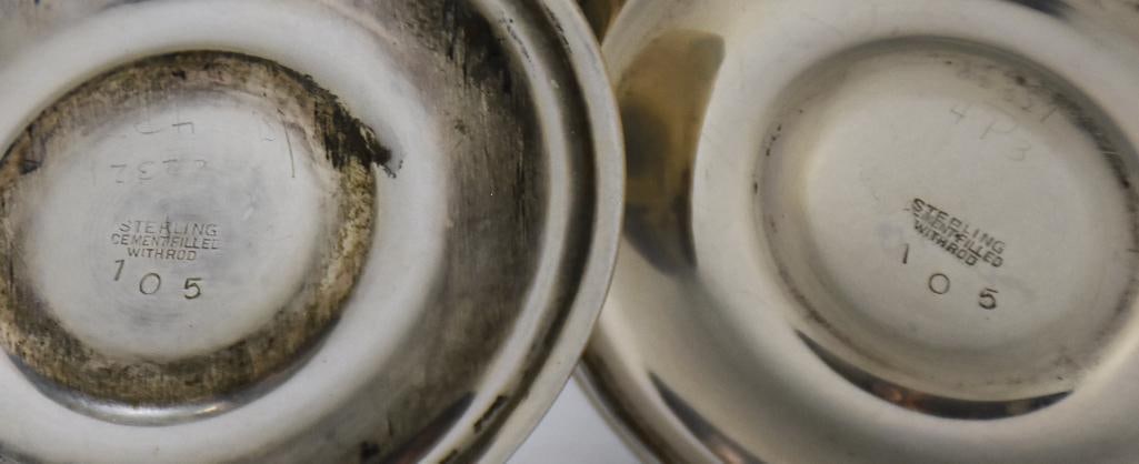 Vintage Pair Sterling Silver Compotes, Weighted - 5
