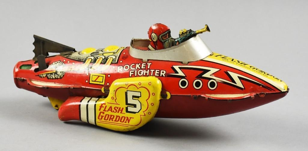 c1940 Marx Flash Gordon Rocket Fighter, Tin Litho, Wind Up (1 of 7)