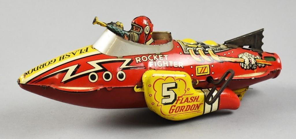 c1940 Marx Flash Gordon Rocket Fighter, Tin Litho, Wind Up - 3