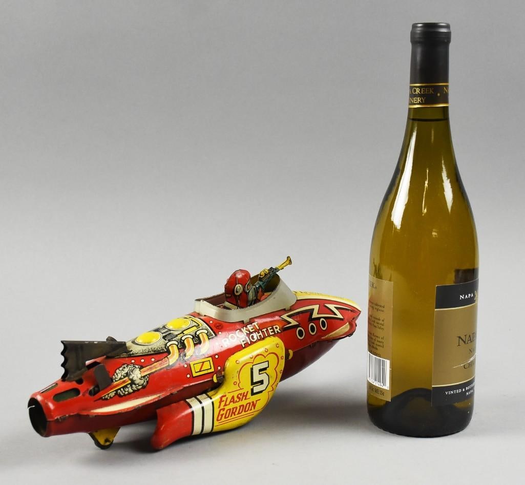 c1940 Marx Flash Gordon Rocket Fighter, Tin Litho, Wind Up - 7