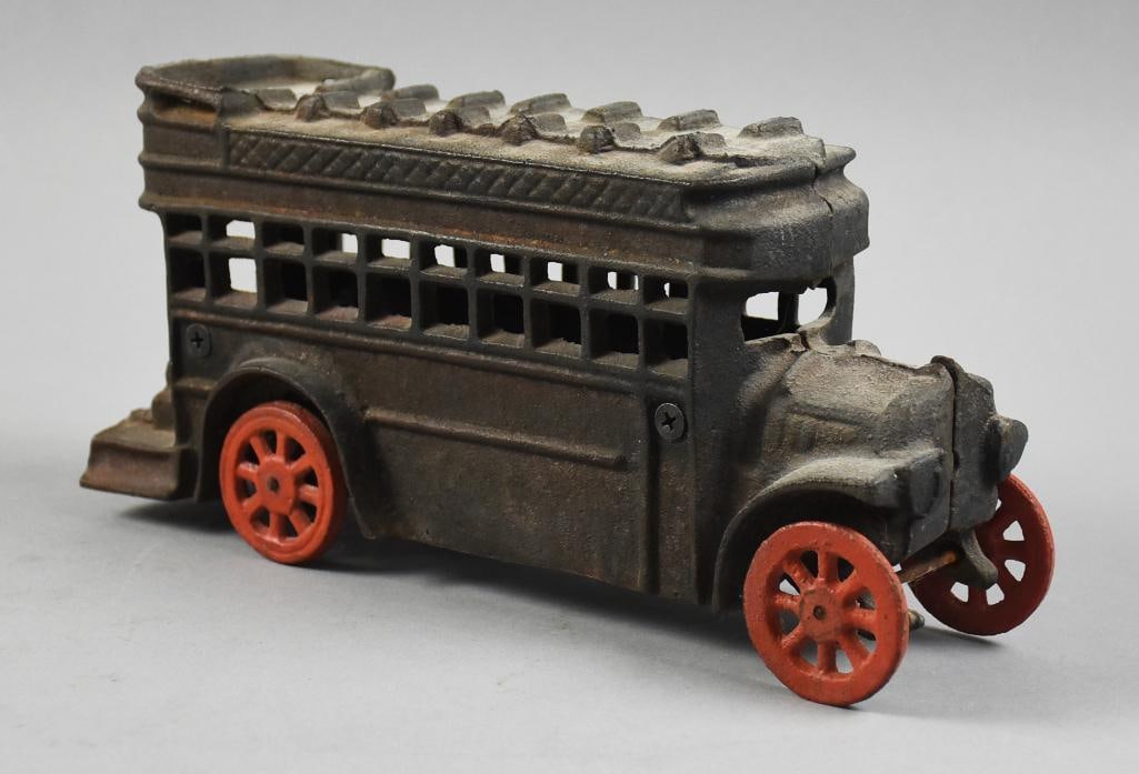 c1960 Cast Iron Double Decker Bus - 2