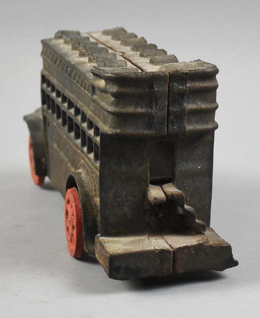 c1960 Cast Iron Double Decker Bus - 4
