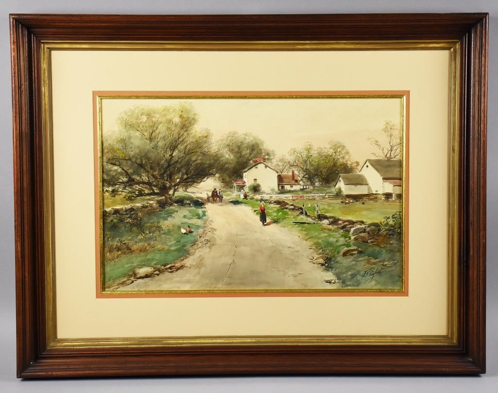 Frank F. English (1854-1922) c1900 Homestead Watercolor (1 of 5)