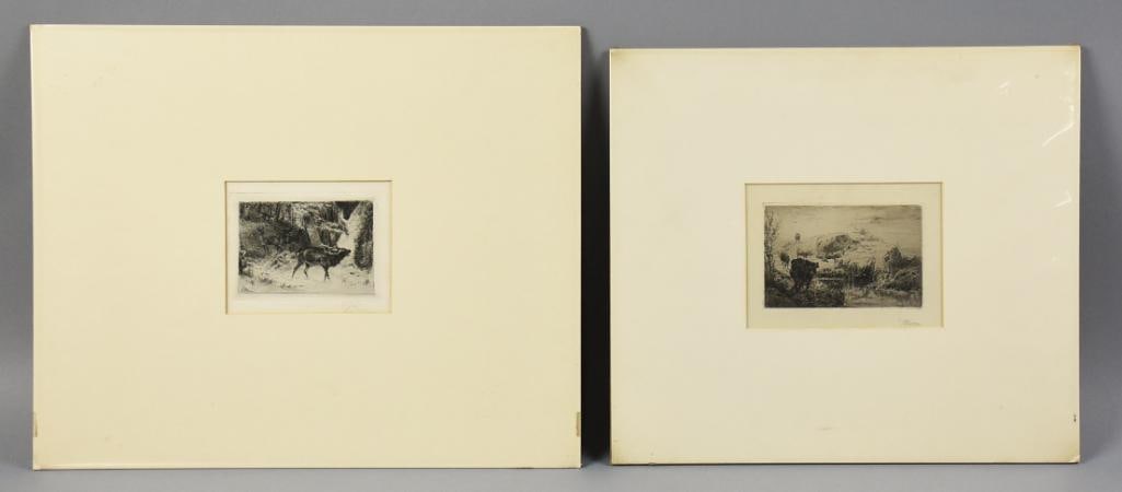 Peter Moran (1841-1914) Wading & Stag Framed Etchings (1 of 7)