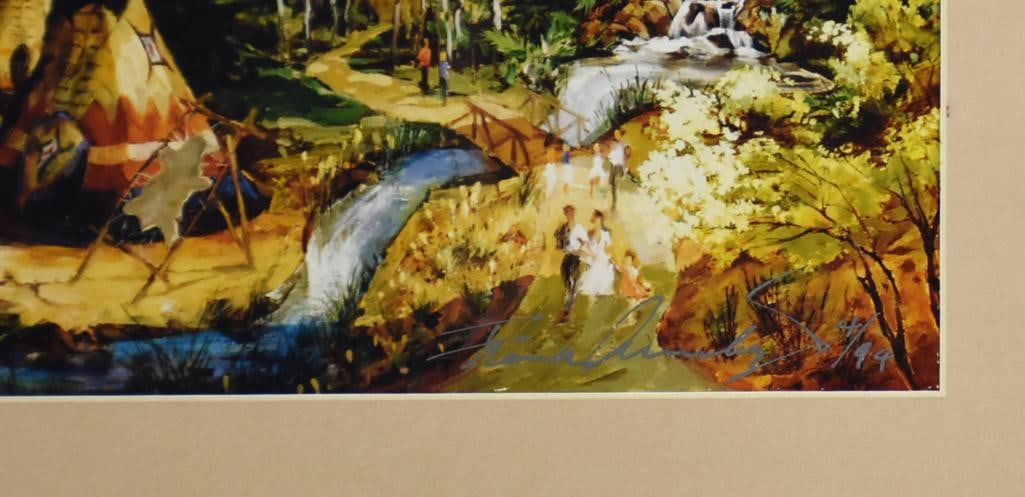 Disneyland Early Frontierland Concept Art signed framed - 3