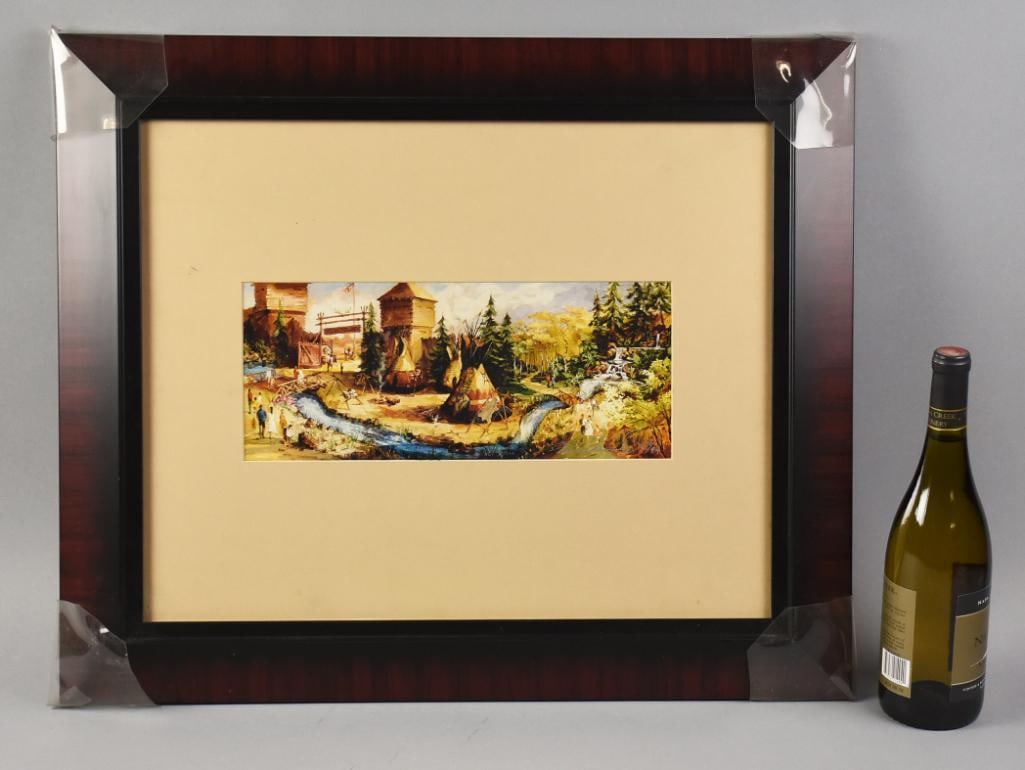 Disneyland Early Frontierland Concept Art signed framed - 5
