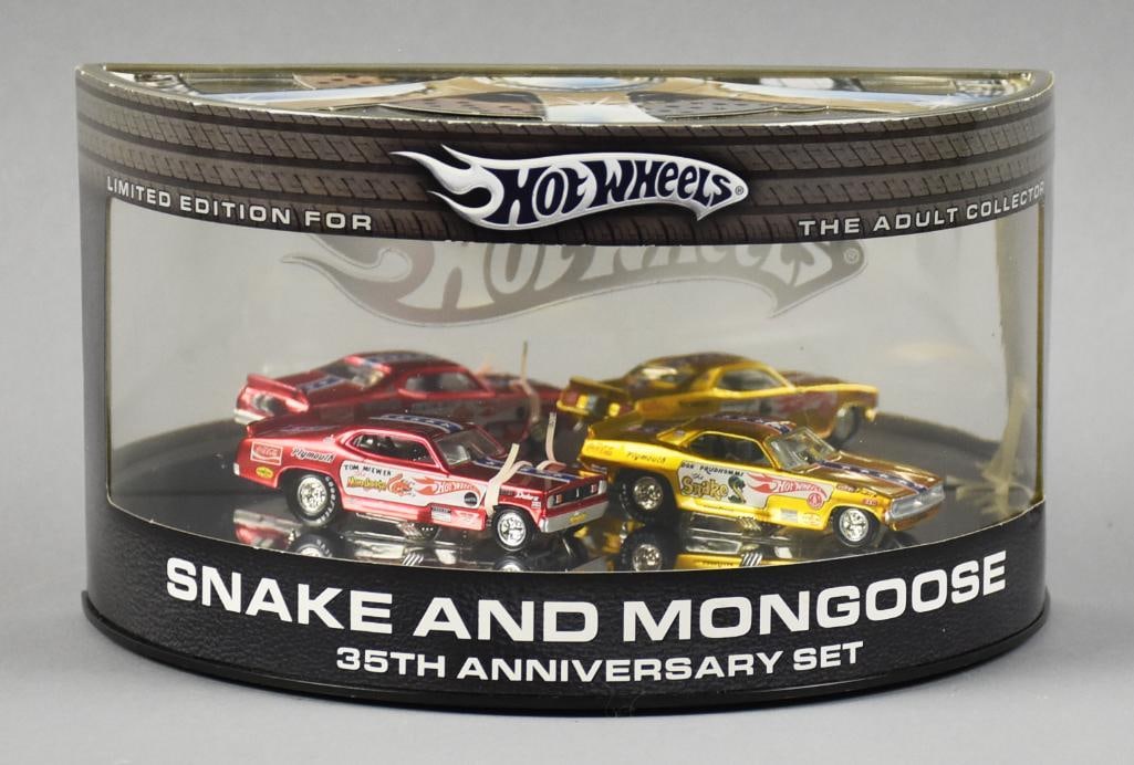 Mattel Hot Wheels Snake & Mongoose 35th Anniversary MIP NOS: Set is from 2005, commemorating Don "The Snake" Prudhomme and Tom "The Mongoose" McEwen.