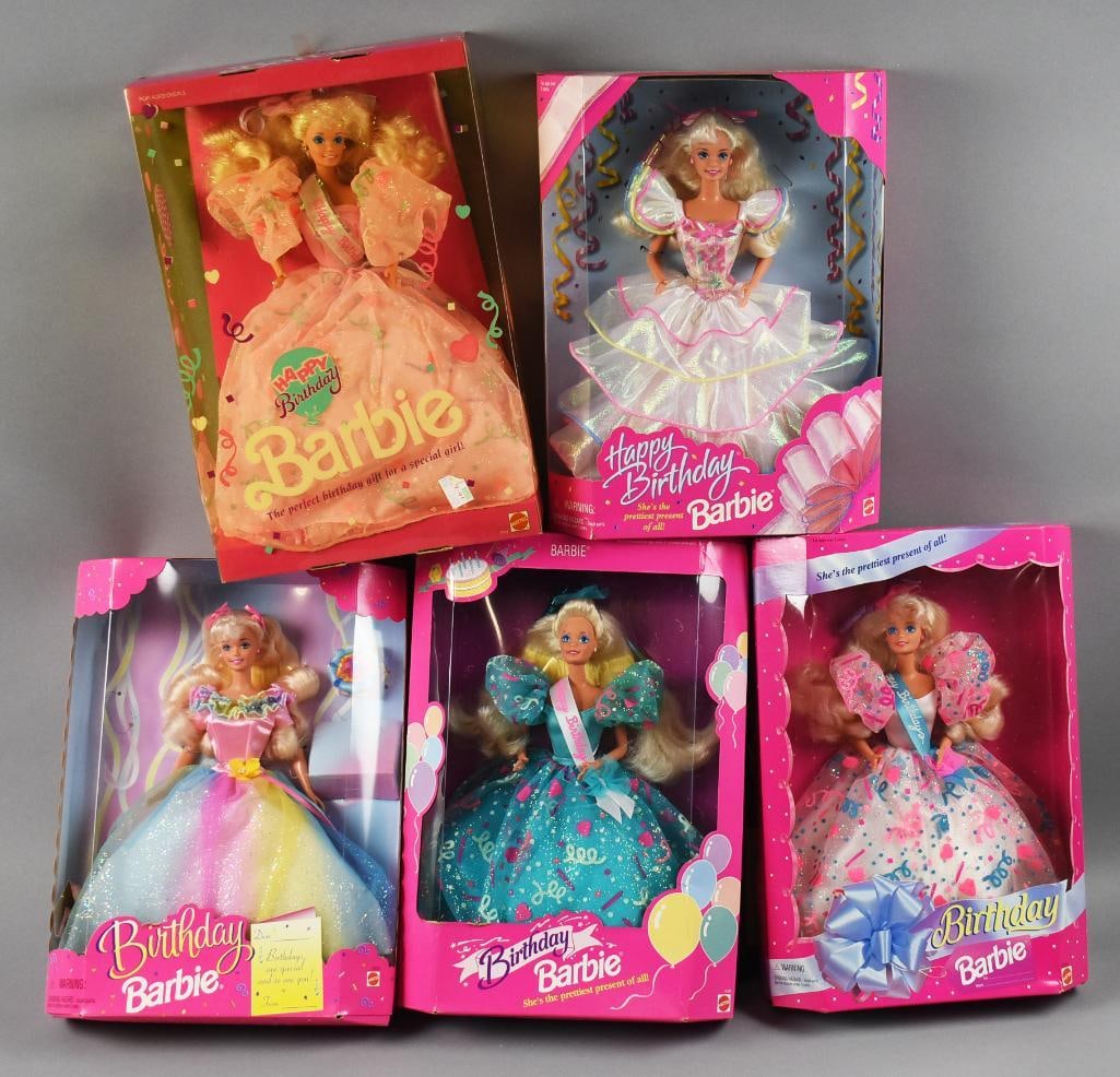 (5) 1990s Mattel Barbie Happy Birthday Asst. NRFB NOS (1 of 2)