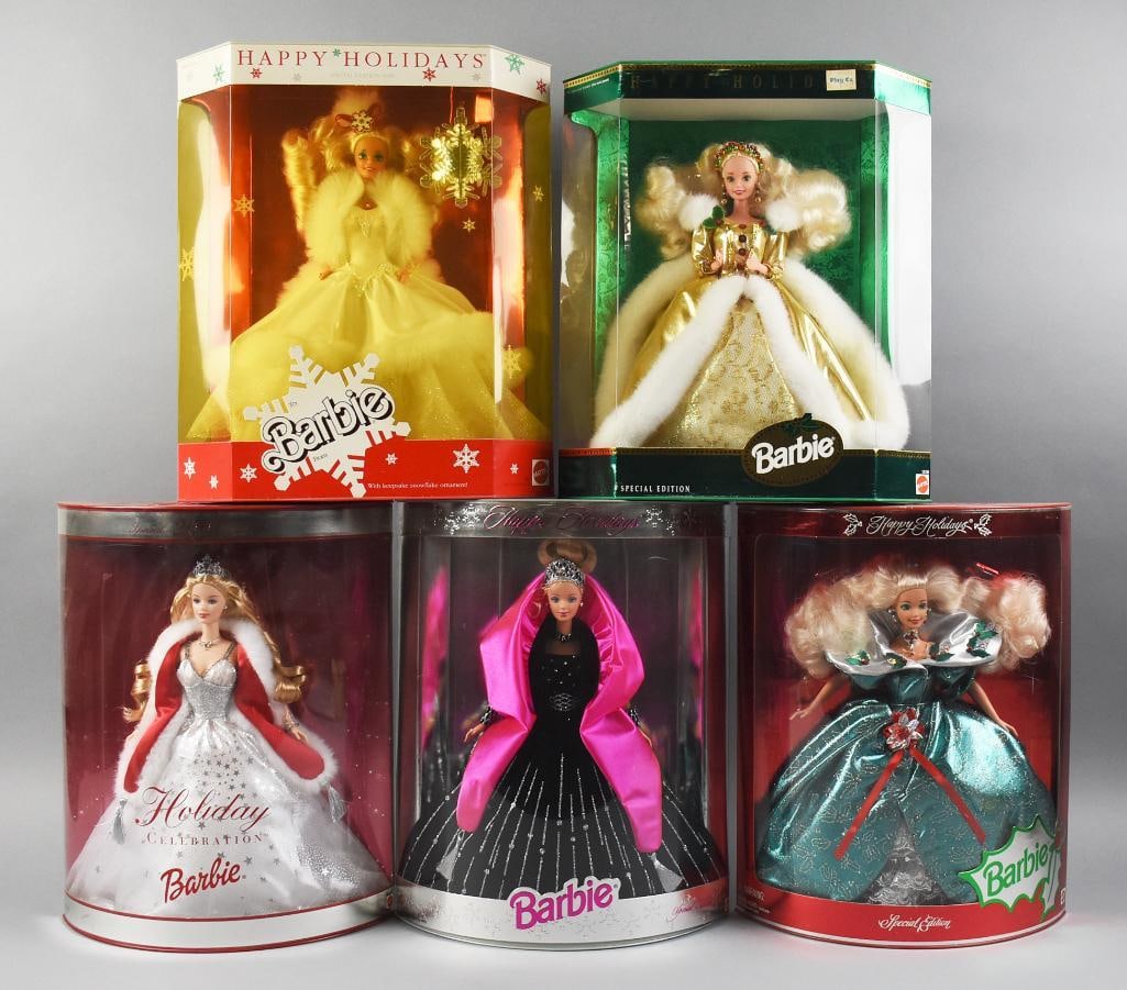 (5) 1980s-2000s Mattel Barbie Holiday Editions NRFB NOS (1 of 2)