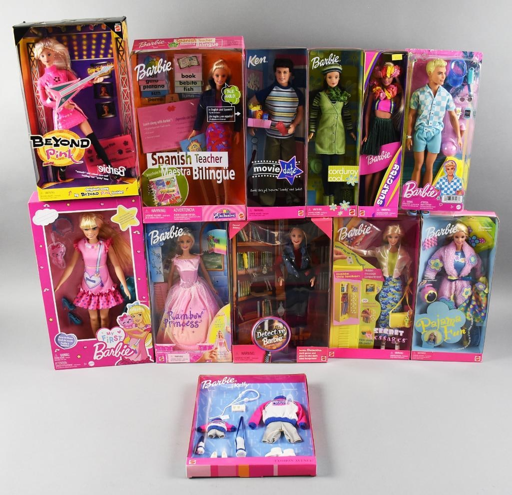 (12) 1990s-00s Mattel Barbie & Ken Assortment NRFB NOS (1 of 2)