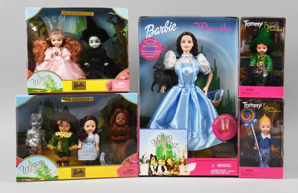 (5) 1990s-00s Mattel Barbie, Kelly & Tommy Wizard of Oz NRFB (1 of 2)