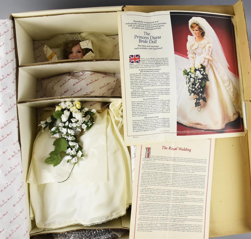 Danbury Mint Princess Diana Doll, Mint NRFB: Beautiful Princess Diana doll from the Danbury Mint. Comes in the original box and with all paperwork as shown.