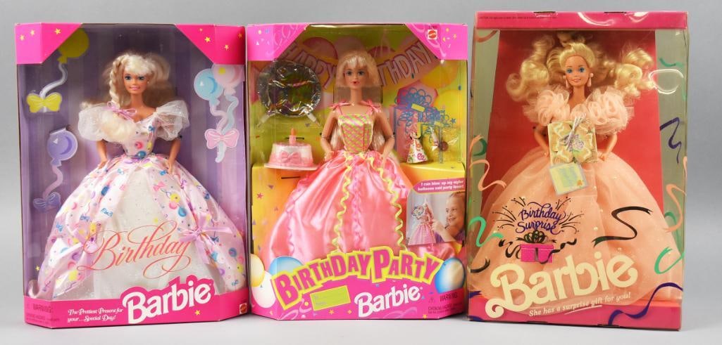 (3) 1990s Mattel Barbie Birthday Dolls NRFB NOS (1 of 2)