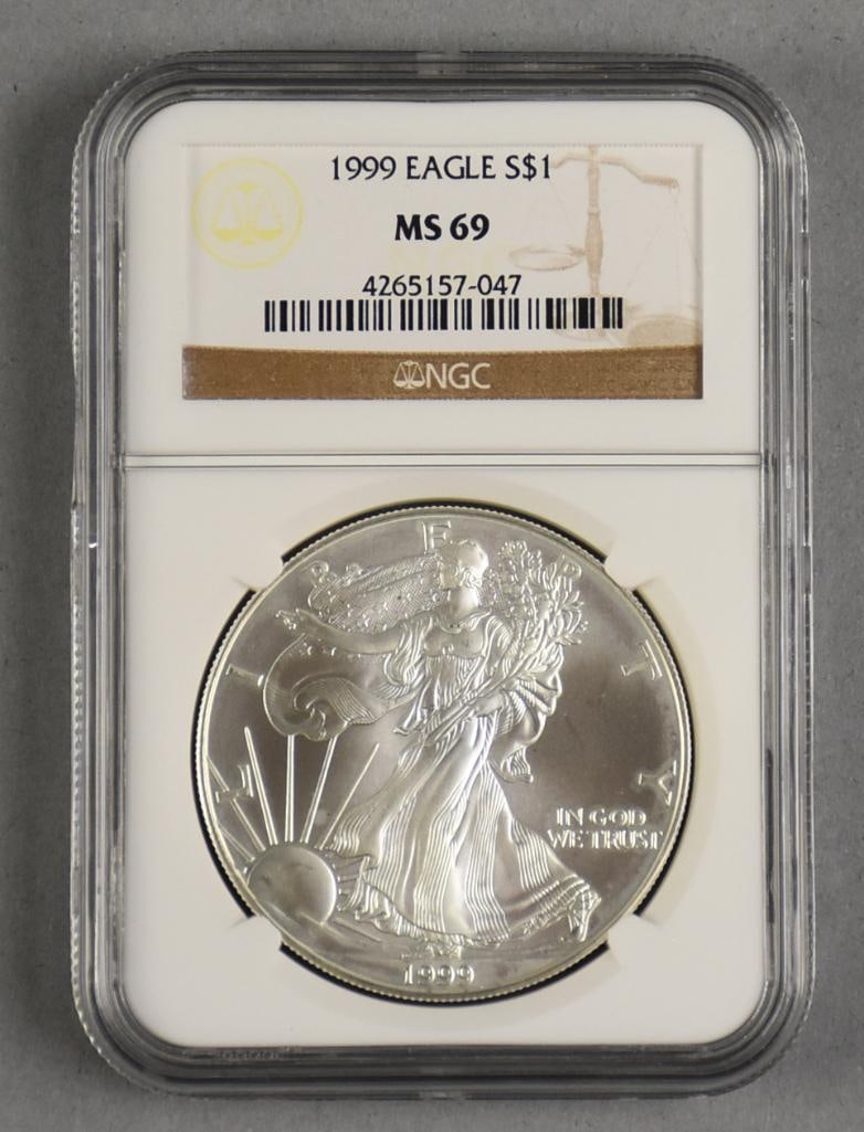 1999 Silver Eagle 1oz .999 NGC MS 69 (1 of 2)