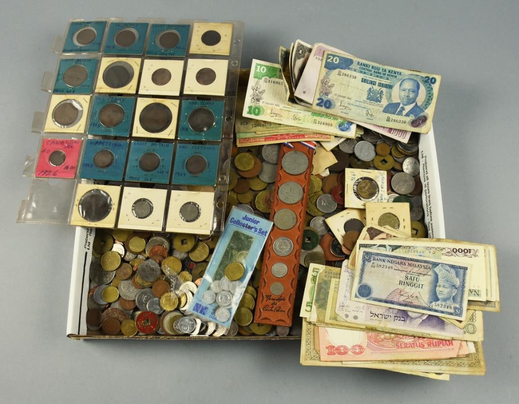 HUGE Lot Foreign Currency & Coin, Unsorted, Unchecked (1 of 6)