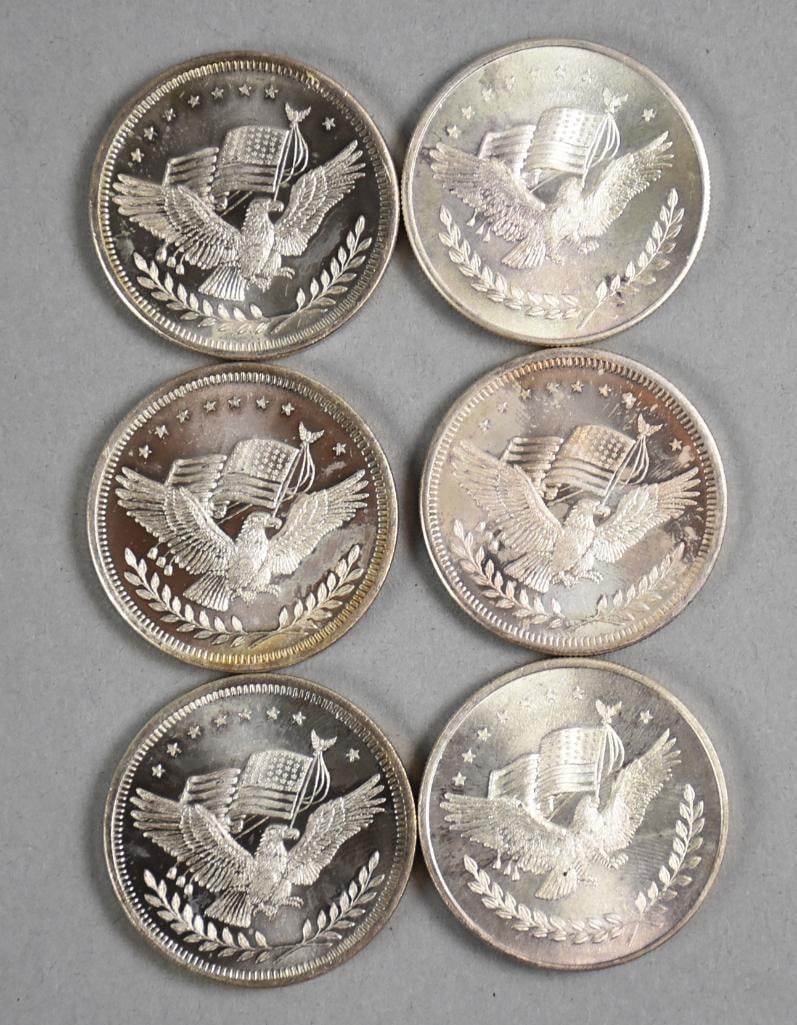 (6) Silver Trade Units - 1 Troy Oz each of 999 Fine Silver (1 of 2)