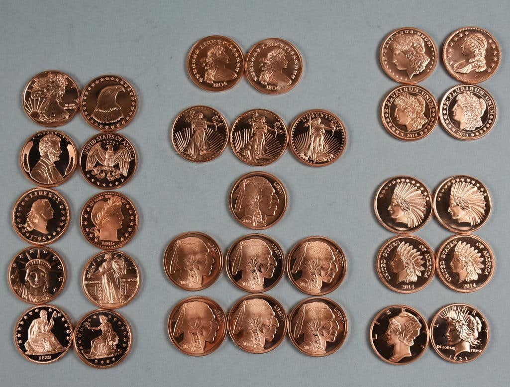 (32) 999 Fine Copper Rounds Assorted (1 of 12)