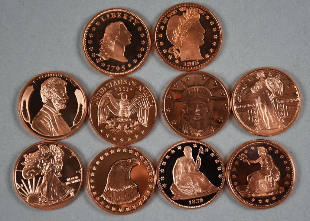 (32) 999 Fine Copper Rounds Assorted - 7
