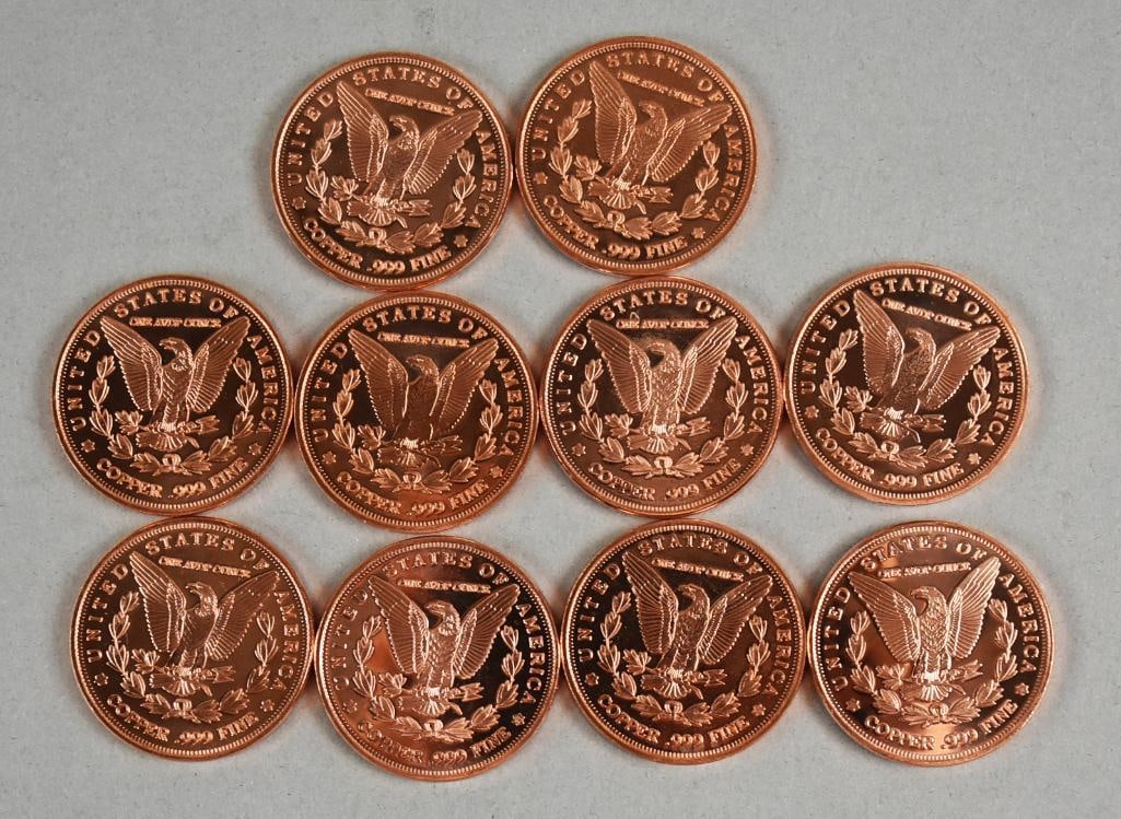 (32) 999 Fine Copper Rounds Assorted - 9