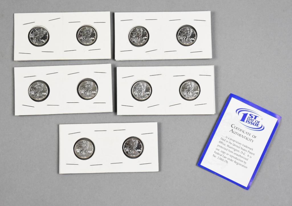 1916-2016 Walking Liberty 1st Day of Issue with COA: Lot comes with 10 1916-2016 Walking Liberty. Come with a COA, 1st Day of Issue.
