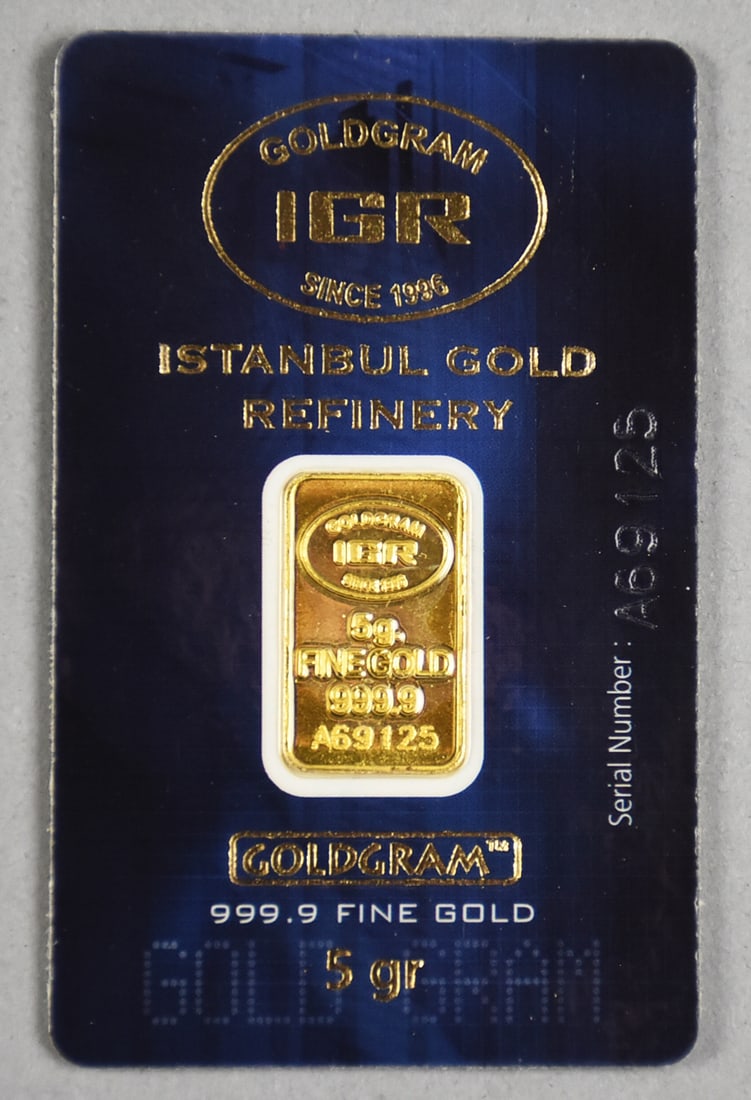 5 Grams Istanbul Gold Refinery 999.9 Fine Gold Ingot: In all original packaging.