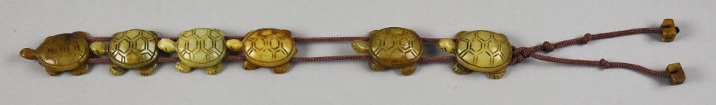 Vintage Chinese Carved Jadeite Turtle Bracelet (1 of 5)