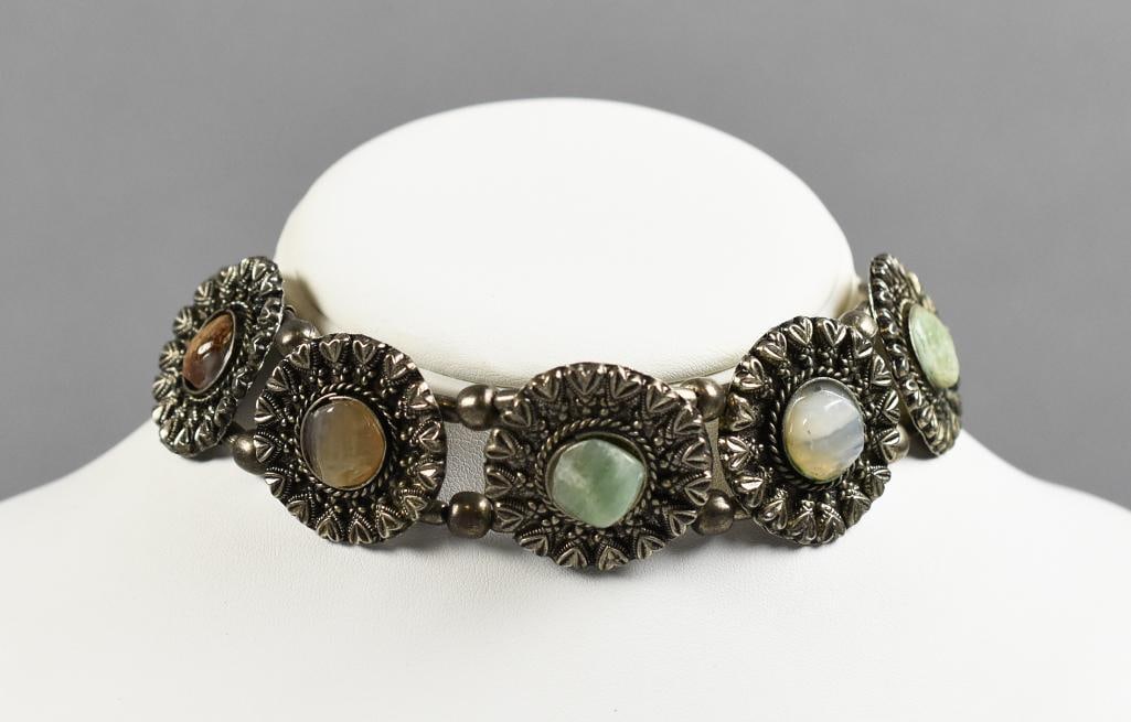 2 Gemstone Bracelets, Silver Plate - 3