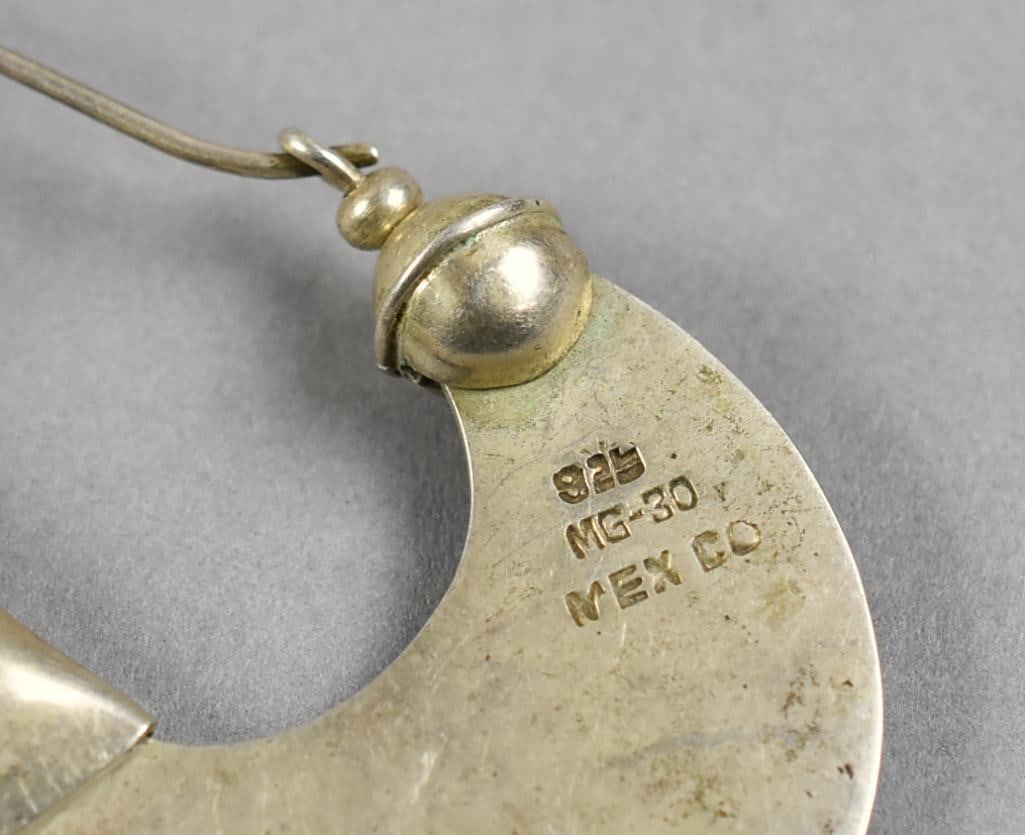 Mexico Sterling Silver Dangle Earrings Hallmarked - 4