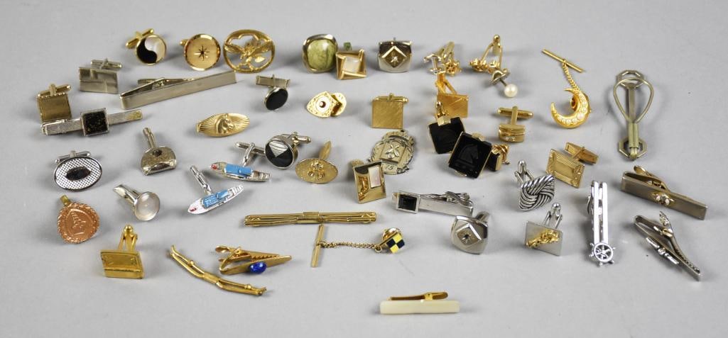 Assorted Vintage Mens Cuff Links, Tie Tacks, Tie Bars (1 of 4)