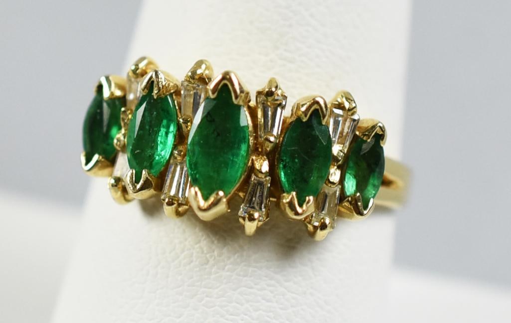 Vintage 14K Yellow Gold Emerald & Diamond Ring (1 of 6)