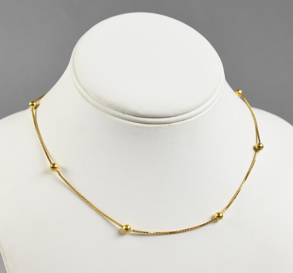 Italian 18K Yellow Gold Box and Ball Chain Necklace (1 of 4)