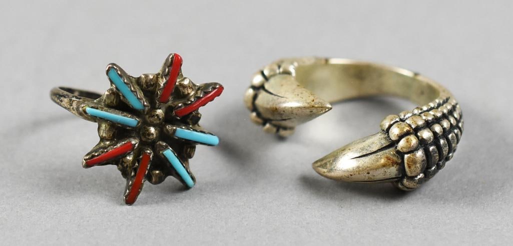 Vintage Native American Sterling Turquoise & Coral Rings (1 of 7)