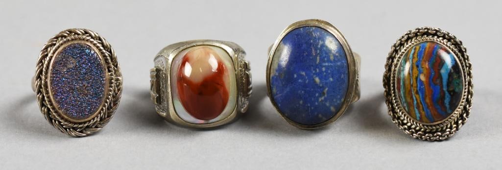 Navajo Style Sterling & Gemstone Vintage Rings (1 of 7)