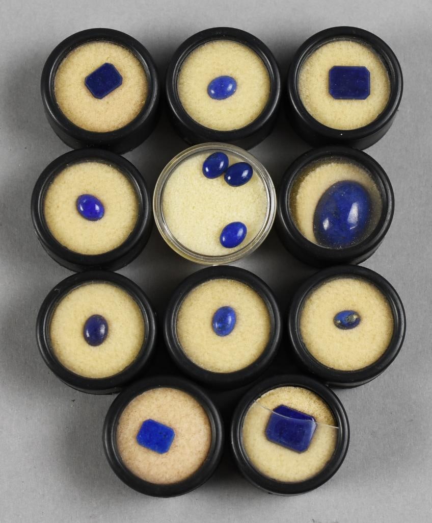 Lapis Lazuli Gemstones Various Sizes: Nice collection of vintage lapis lazuli stones. They come in various shapes and sizes and will come in the cases as shown.