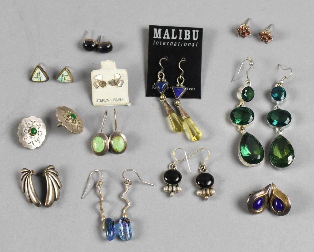 (12) Sterling Silver, Semi Precious Stone Earring Assortment (1 of 7)