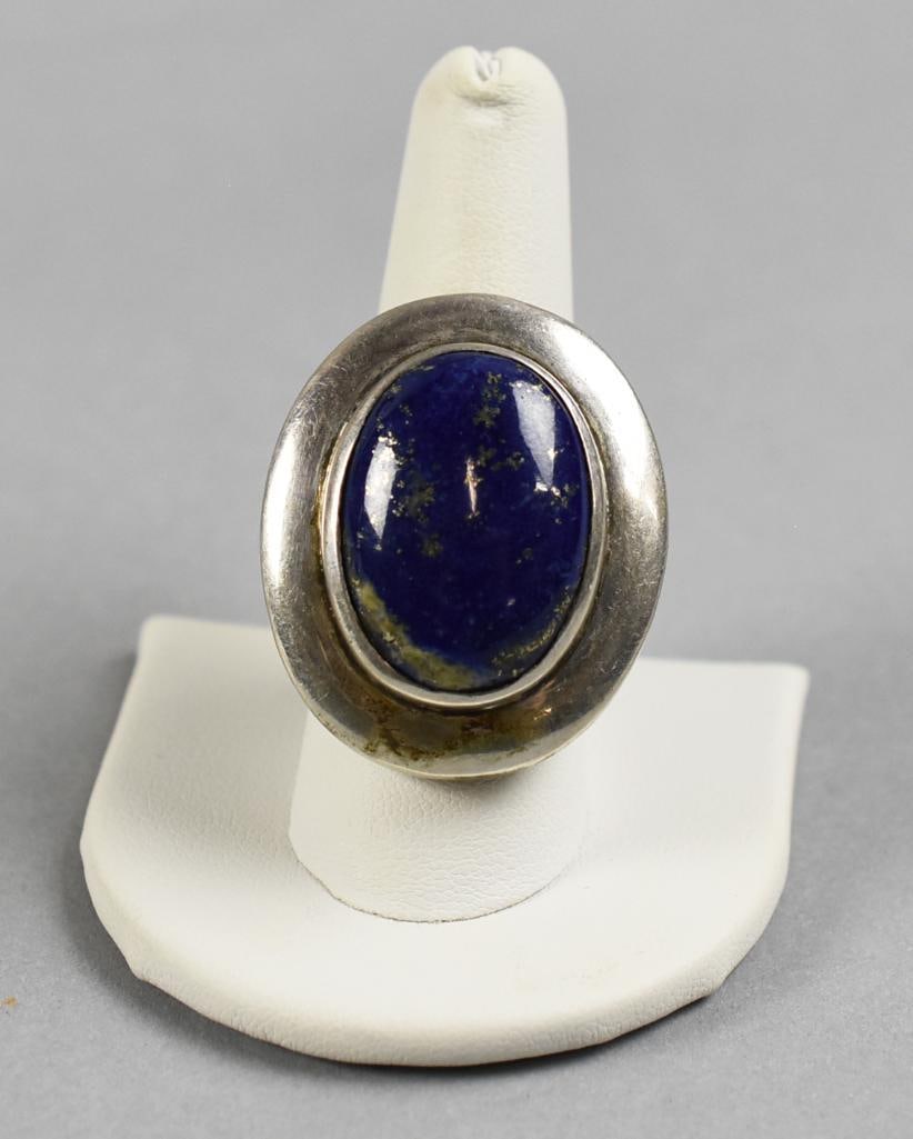 Sterling Silver, Lapis Earrings & Ring - 2