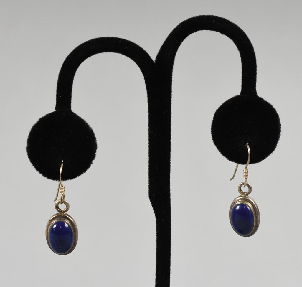 Sterling Silver, Lapis Earrings & Ring - 3