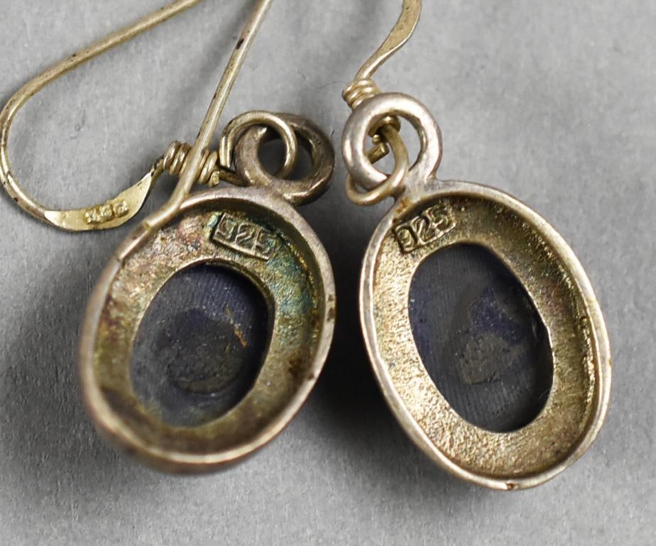 Sterling Silver, Lapis Earrings & Ring - 5